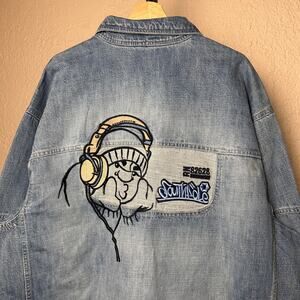 NWT Southpole Embroidered Y2K XL Light Wash Denim Jacket